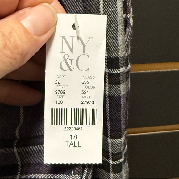 NWT 7th Ave New York & Co Palazzo belted plaid pant size 18 tall - Picture 4 of 5